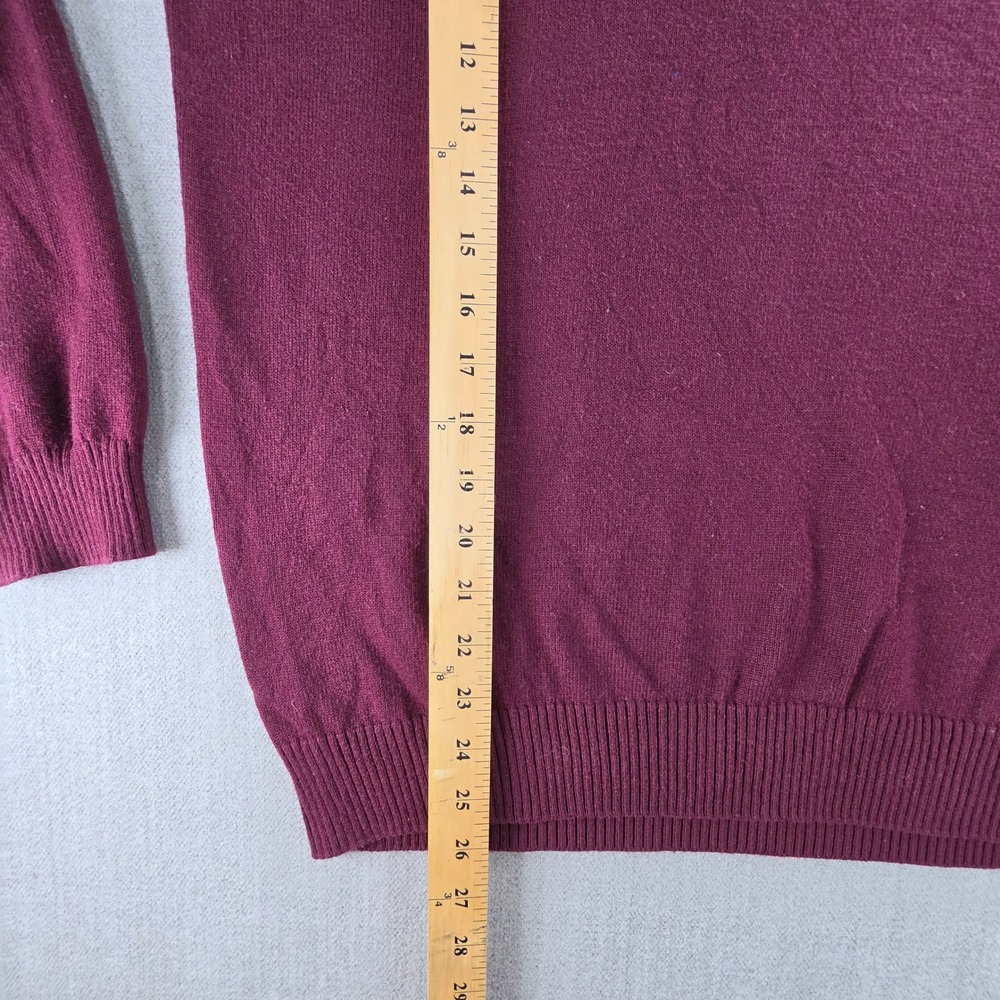 G.H. Bass & Co. Sweater Mens Medium Burgundy Crewneck Cotton Blend Faux Suede V - Picture 7 of 16